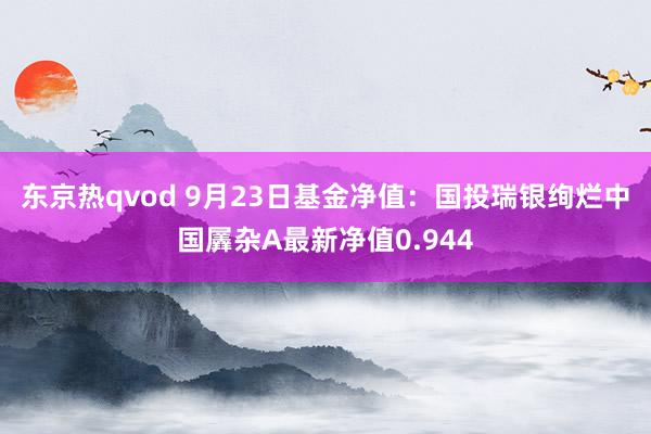 东京热qvod 9月23日基金净值：国投瑞银绚烂中国羼杂A最新净值0.944