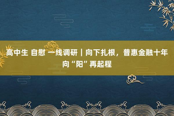 高中生 自慰 一线调研｜向下扎根，普惠金融十年向“阳”再起程