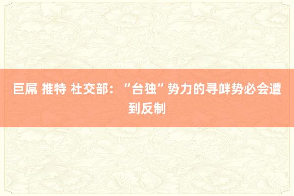 巨屌 推特 社交部：“台独”势力的寻衅势必会遭到反制