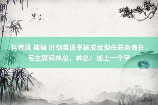 抖音风 裸舞 叶剑英保举杨成武担任总咨询长，毛主席问林总，林总：加上一个字