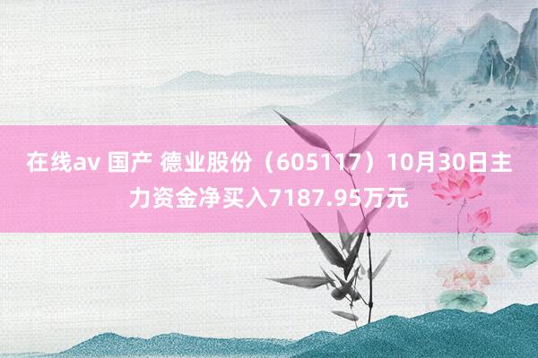 在线av 国产 德业股份（605117）10月30日主力资金净买入7187.95万元