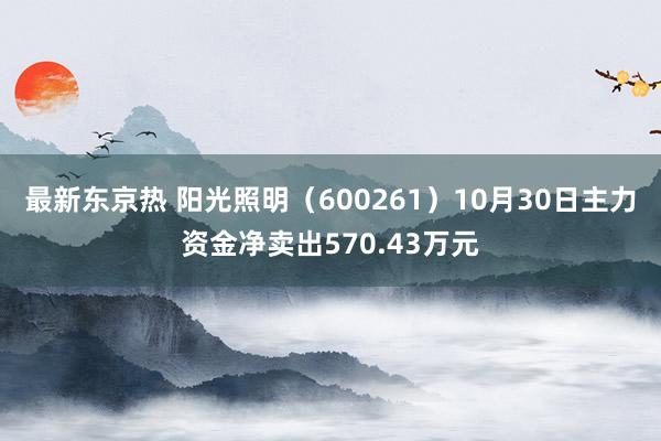 最新东京热 阳光照明（600261）10月30日主力资金净卖出570.43万元