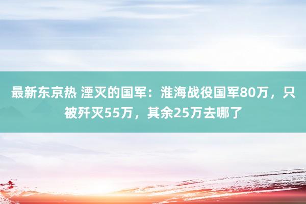 最新东京热 湮灭的国军：淮海战役国军80万，只被歼灭55万，其余25万去哪了