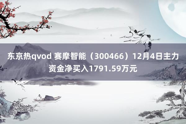 东京热qvod 赛摩智能（300466）12月4日主力资金净买入1791.59万元