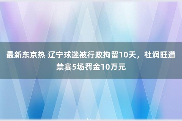 最新东京热 辽宁球迷被行政拘留10天，杜润旺遭禁赛5场罚金10万元