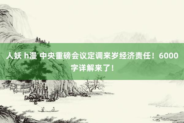 人妖 h漫 中央重磅会议定调来岁经济责任！6000字详解来了！