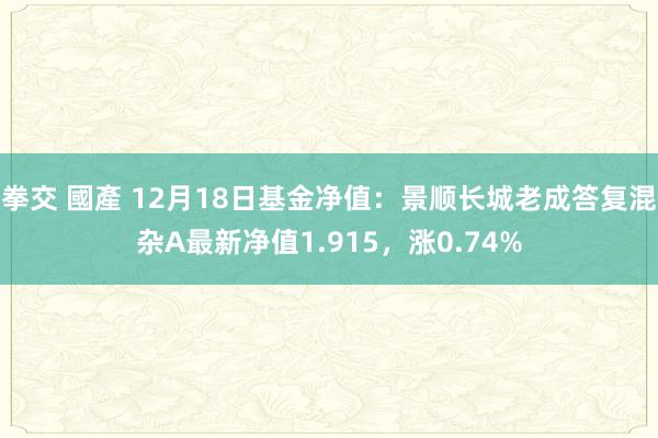 拳交 國產 12月18日基金净值：景顺长城老成答复混杂A最新净值1.915，涨0.74%