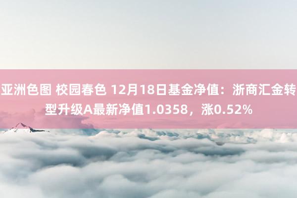 亚洲色图 校园春色 12月18日基金净值：浙商汇金转型升级A最新净值1.0358，涨0.52%