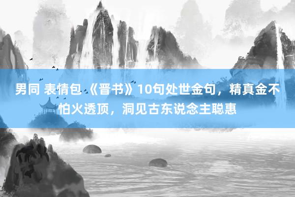 男同 表情包 《晋书》10句处世金句，精真金不怕火透顶，洞见古东说念主聪惠