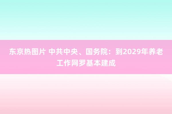 东京热图片 中共中央、国务院：到2029年养老工作网罗基本建成