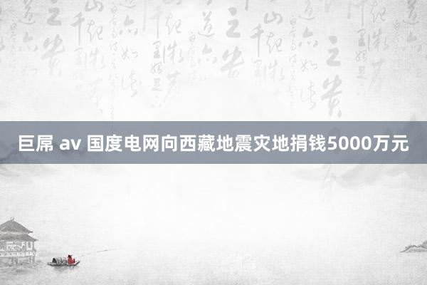 巨屌 av 国度电网向西藏地震灾地捐钱5000万元