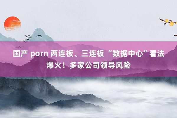 国产 porn 两连板、三连板 “数据中心”看法爆火！多家公司领导风险