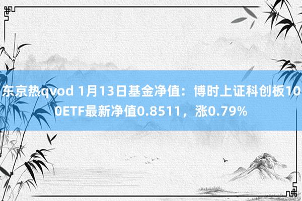 东京热qvod 1月13日基金净值：博时上证科创板100ETF最新净值0.8511，涨0.79%