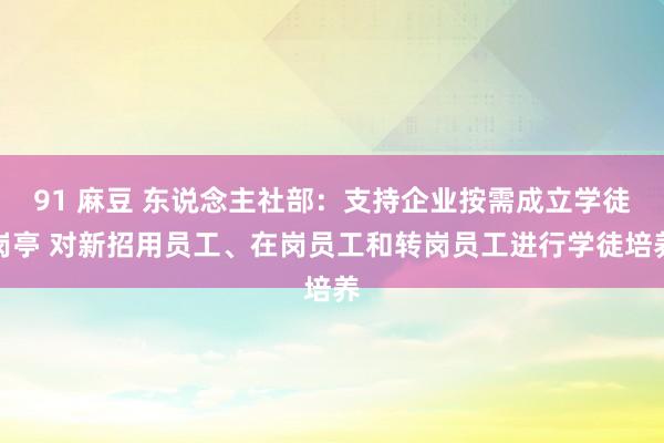 91 麻豆 东说念主社部：支持企业按需成立学徒岗亭 对新招用员工、在岗员工和转岗员工进行学徒培养