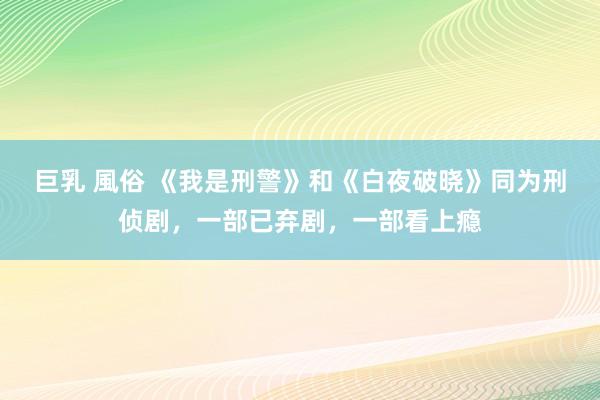 巨乳 風俗 《我是刑警》和《白夜破晓》同为刑侦剧，一部已弃剧，一部看上瘾